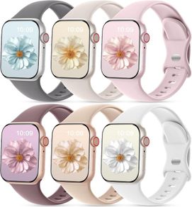 CeMiKa 6 Pack Sport Straps Compatible with Apple Watch Strap 40mm 41mm 38mm 42mm(Series 11) - Silicone Sport Replacement Band for iWatch SE Series 11 10 9 8 7 6 5 4 3 SE3, Women Men