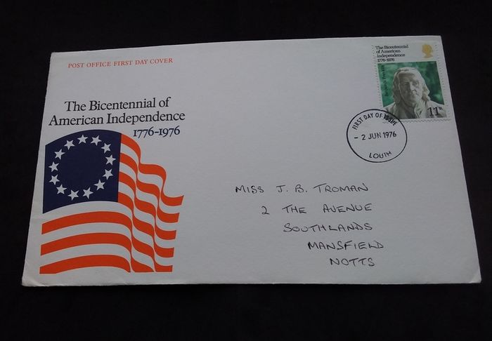 Great Britain Stamps : The Bicentennial of American Independence - First Day Cover , 1976