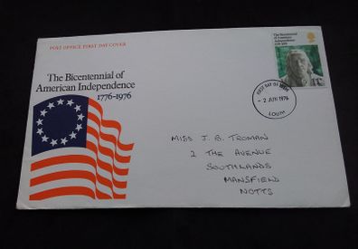 Great Britain Stamps : The Bicentennial of American Independence - First Day Cover , 1976