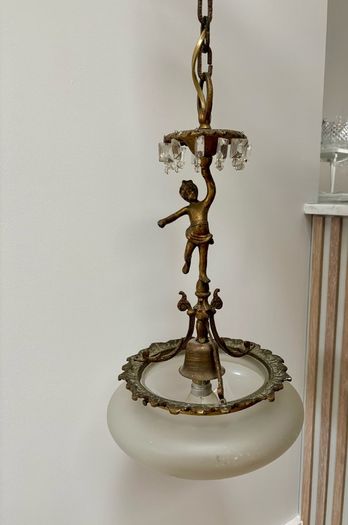 Antique Victorian Cherub Ceiling Light