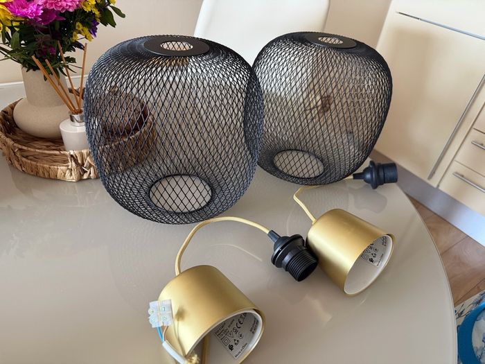 Black and Gold Ikea ceiling light pendant x2