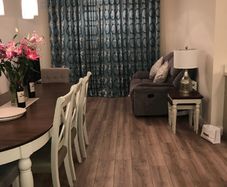 Custom-made floor-to-ceiling blackout curtains