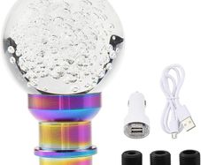 Gear Shifter Knobs with Adapter,Universal Clear Crystal Acrylic Shift Knob Bubble Head Shift Knob Fit for Most Manual Transmissions (White)
