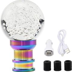Gear Shifter Knobs with Adapter,Universal Clear Crystal Acrylic Shift Knob Bubble Head Shift Knob Fit for Most Manual Transmissions (White)