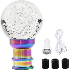 Gear Shifter Knobs with Adapter,Universal Clear Crystal Acrylic Shift Knob Bubble Head Shift Knob Fit for Most Manual Transmissions (White)