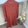 Gallery Coral & Black Abstract Print Long Sleeve Midi Shirt Dress Image 4