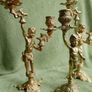 Vintage French Brass Cherub Candelabra, Antique Brass Candle Holders, Vintage Candlestick, Art Nouveau Brass Candlesticks Image 4