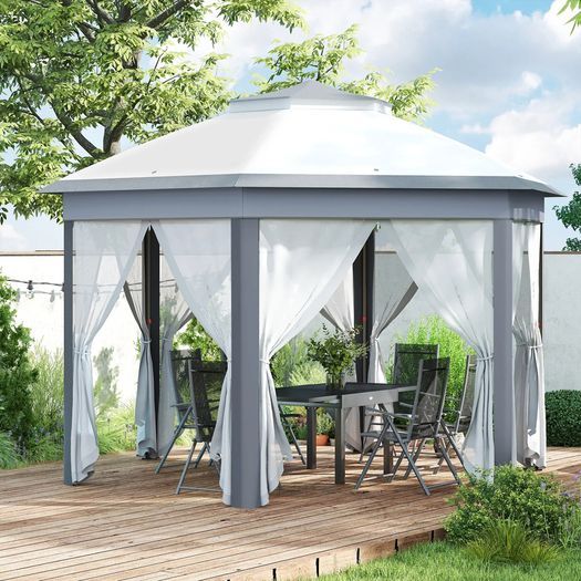 3 x 4m Gazebo with Curtains Metal Frame Water and UV-resistant