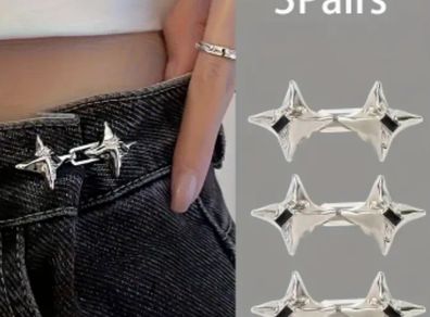 3 pairs star-shaped jeans adjustment, waist clips