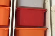 Ikea storage unit with 3 storage bins