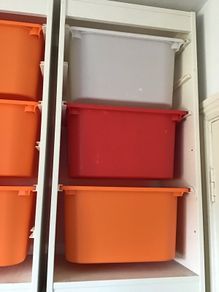 Ikea storage unit with 3 storage bins