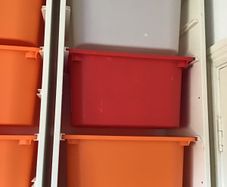 Ikea storage unit with 3 storage bins