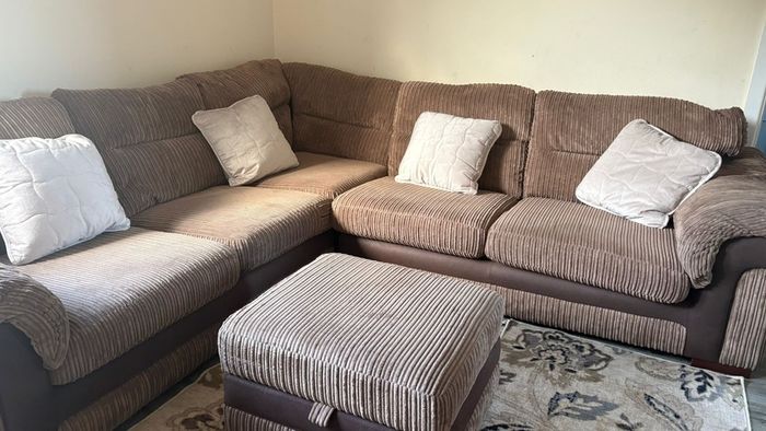 Large Corner Sofa + Matching Footstool