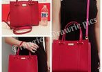 Kate Spade Small Elodie Arbour Hill Leather Satchel Bag in Red (exterior) and pink (interior)