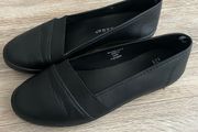 Flat slip on black women's casual shoes