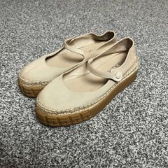 Prada Gabardine Canvas Mary Jane Sz 4.5UK 37 Beige Canvas Platform Espadrille
