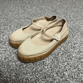 Prada Gabardine Canvas Mary Jane Sz 4.5UK 37 Beige Canvas Platform Espadrille