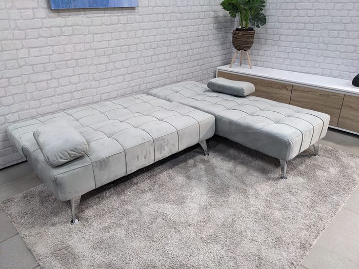 Grey Corner Sofa Bed with Chaise Longue, Aroa xs
