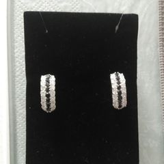 Sterling silver black sapphire earrings