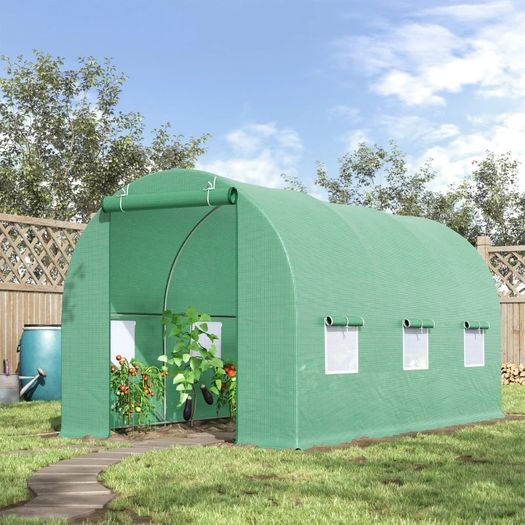 4.5 x 2 x 2m Polytunnel Greenhouse Outdoor Portable Walk-In Greenhouse with Windows