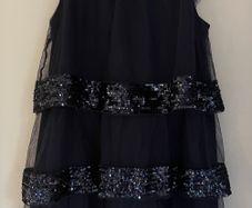 Tesco F+F girls navy sequin dress with bolero Age 4-5 EUC