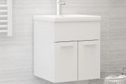 Sink Cabinet with Built-in Basin High Gloss White Chipboard