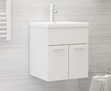 Sink Cabinet with Built-in Basin High Gloss White Chipboard