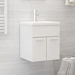 Sink Cabinet with Built-in Basin High Gloss White Chipboard