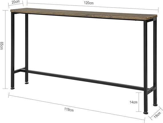 Narrow Console Table  Console Side Table End Table Entryway Table Frame and 4 Iron Legs