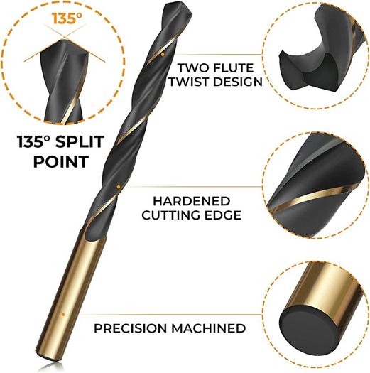 60pcs High Speed Steel Twist Drill Bits, HSS 4341 Gold Titanium and Black Nitride, 1mm-6mm Drill Bit Set for Drilling Steel, Alloy, Iron, Copper, Wood, Plastic, with Hard Storage Case (FREE POSTAGE)