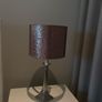 Silver Table Lamp with pink textured shade Image 4