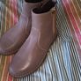 Dubarrys taupe ankle boots with gold decorative zip Image 3