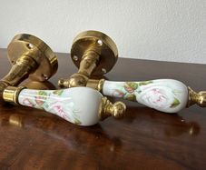 Vintage Porcelain Rose Door Handles