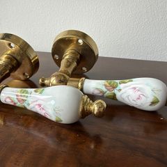 Vintage Porcelain Rose Door Handles