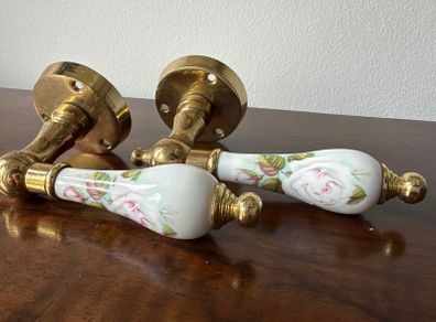 Vintage Porcelain Rose Door Handles