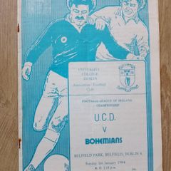 League of Ireland programme UCD Bohemians 1984