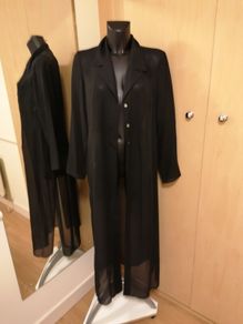 Women's Coat Black Chiffon button shirt coat
