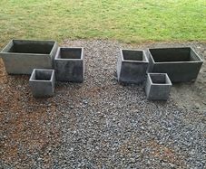 Set of grey pots / front door / patio
