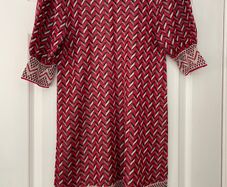 Zara Red and Black Geometric Pattern Dress - Size M (New with Tags)