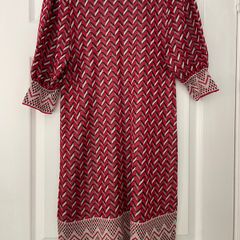 Zara Red and Black Geometric Pattern Dress - Size M (New with Tags)