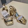 ASOS DESIGN UK5 brand new block heeled sandals in gold Image 3