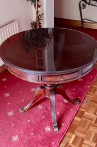 Mahogany Regency-Style Drum Table with Glass Top