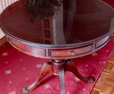 Mahogany Regency-Style Drum Table with Glass Top