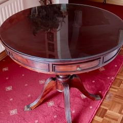Mahogany Regency-Style Drum Table with Glass Top