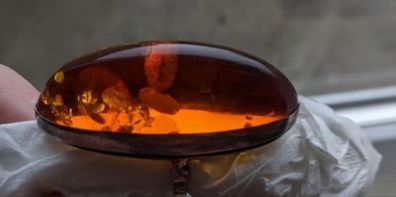Amber Sterling Ring.