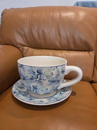Large cup and saucer pot from Denby