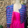 80s Vintage handmade dress with striped bolero jacket Image 3
