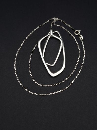 Geometric 925 Silver Pendant On Sterling Italian Chain