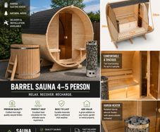 Barrel Sauna 2-5 person Harvia Electric Heater Delivery Available