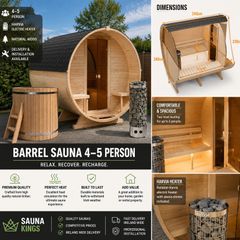Barrel Sauna 2-5 person Harvia Electric Heater Delivery Available